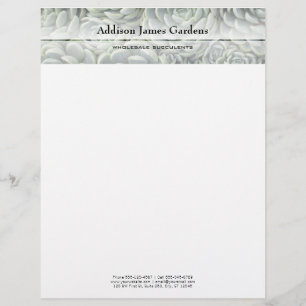 Modern Succulent Garden Nursery Green Botanicals Custom Letterhead