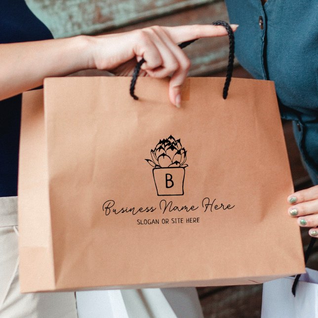 Modern Succulent Monogram Custom Business, Large Rubber Stamp (Creator Uploaded)