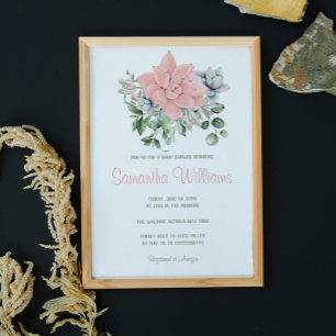 Modern Succulent Watercolor Botanical Green Coral Invitation