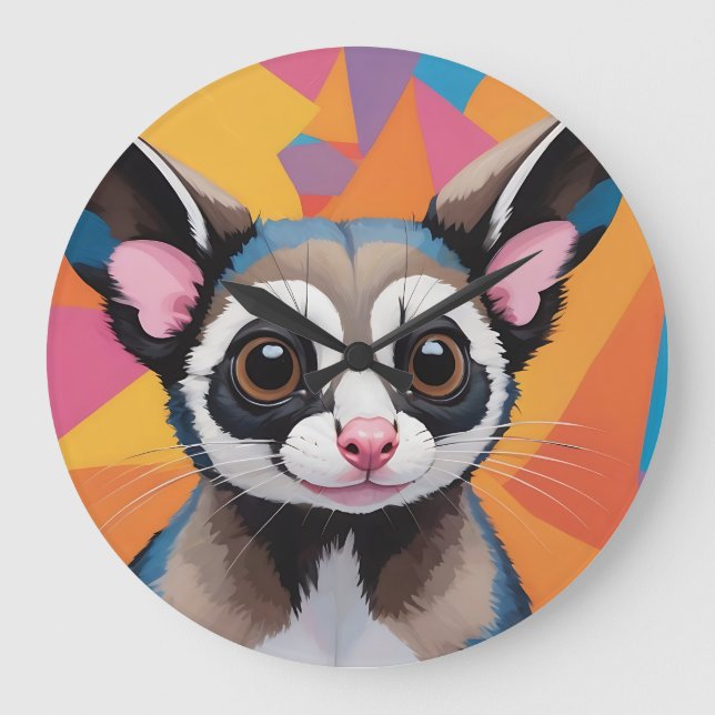Modern Sugar Glider Abstract and Colourful Large Clock (Front)
