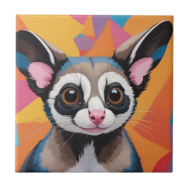 Modern Sugar Glider Abstract and Colourful Tile (Front)