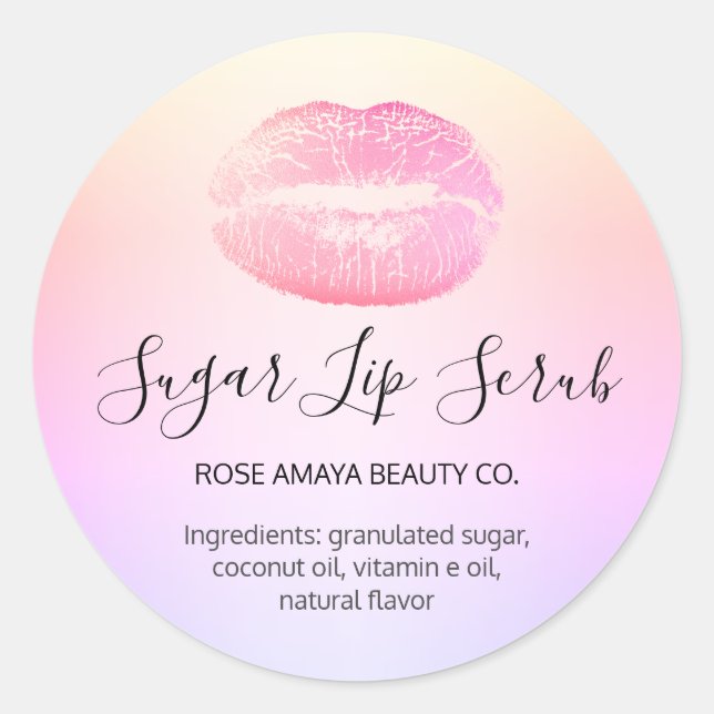 Modern Sugar Lip Scrub Pastel Blush Lips Classic Round Sticker (Front)