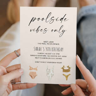 Modern Summer Adult Pool Party Birthday Invitation