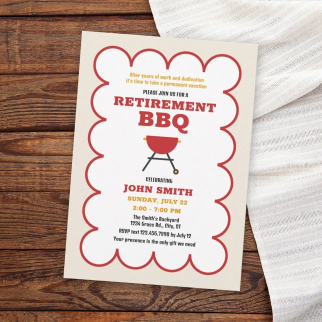 Modern Summer BBQ Grill Retirement Party Invitation (Creator Uploaded)