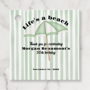 Modern Summer Beach Party Stripes 50th Birthday Favour Tags