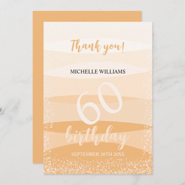 Modern Summer Birthday Party In Pink Thank You Card (Front/Back)