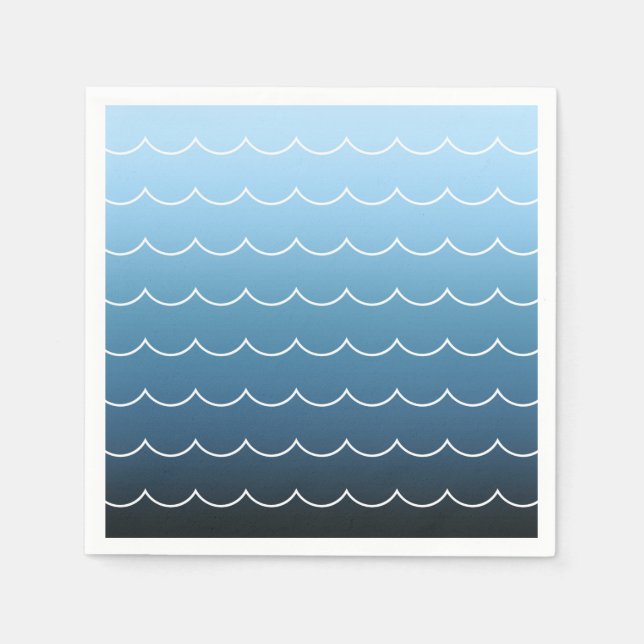 Modern Summer Blue Wave Pattern Gradient Napkin (Front)