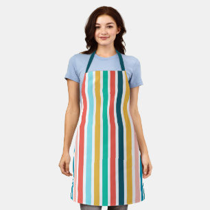 Modern Summer Colourful Vertical Stripes Apron