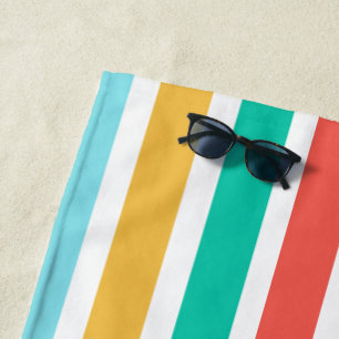 Modern Summer Colourful Vertical Stripes Beach Towel