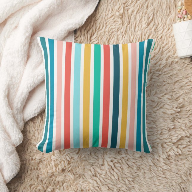 Modern Summer Colourful Vertical  Stripes  Cushion (Blanket)