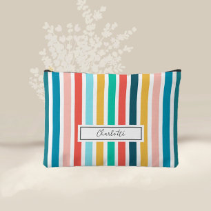 Modern Summer Colourful Vertical  Stripes  Custom  Accessory Pouch