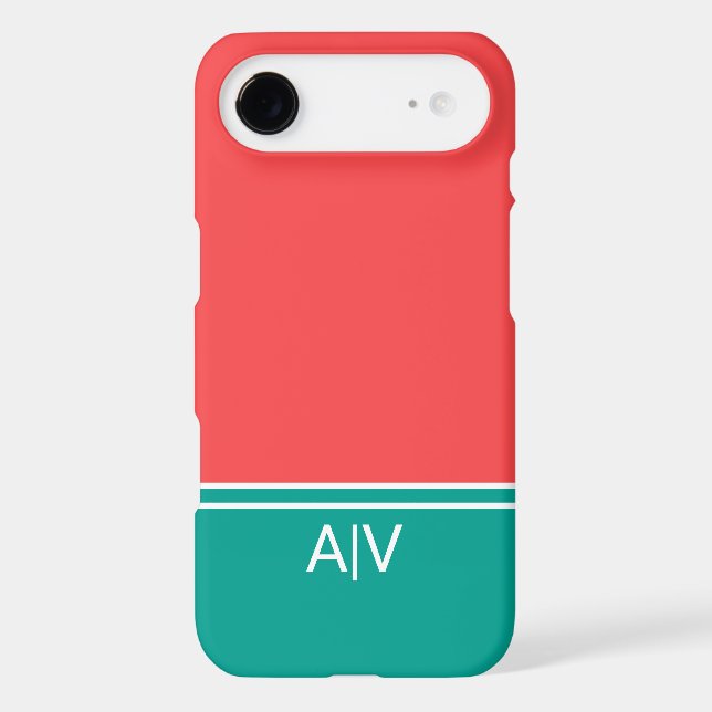 Modern Summer Coral Aquamarine Monogram (Back)