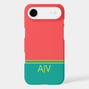 Modern Summer Coral Aquamarine Monogram