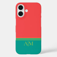 Modern Summer Coral Aquamarine Monogram