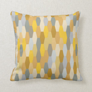 Modern Summer Geometric Pattern Yellow Grey Cushion