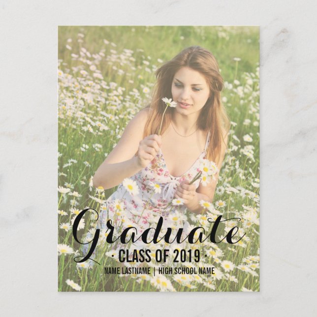 Modern Summer Graduate Invite Photo Postcard (Front)