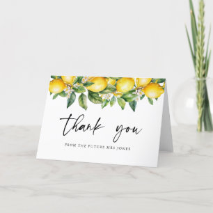 Modern Summer  Lemon Citrus Bridal Shower Thank You Card