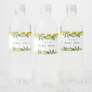 Modern Summer  Lemon Citrus Bridal Shower Water Bottle Label