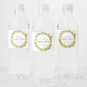 Modern Summer  Lemon Citrus Bridal Shower Water Bottle Label