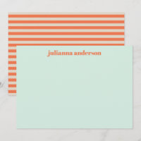 Modern Summer Mint Orange Striped Personalised