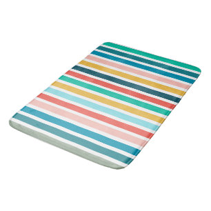 Modern Summer Multicolored Vertical Stripes Bath Mat
