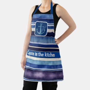 Modern Summer Navy Blue Boat Stripes Collection Apron