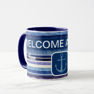 Modern Summer Navy Blue Boat Stripes Collection Mug