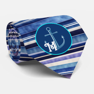 Modern Summer Navy Blue Boat Stripes Collection Tie