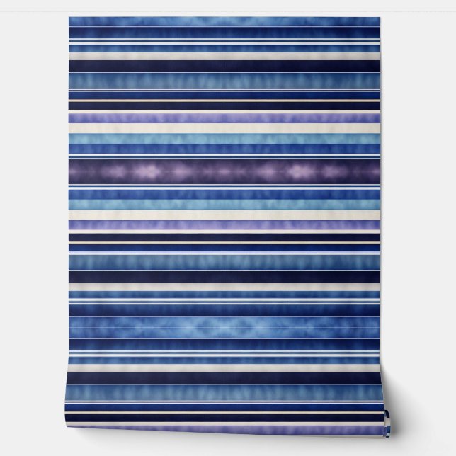 Modern Summer Navy Blue Boat Stripes Collection Wallpaper (Unrolling)