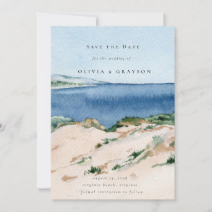 Modern Summer Ocean Beach Wedding Save the Date