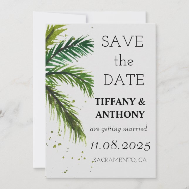 Modern Summer Ocean Beach Wedding Save The Date (Front)