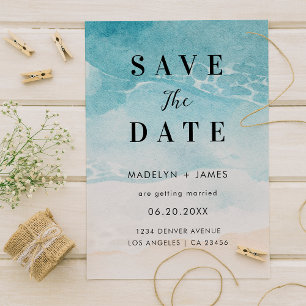 Modern Summer Ocean Beach Wedding Save The Date