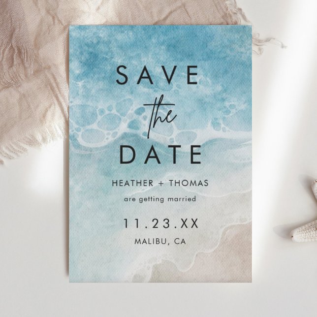 Modern Summer Ocean Beach  Wedding Save The Date (Creator Uploaded)