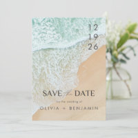 Modern Summer Ocean Beach Wedding Save The Date