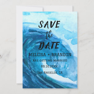 Modern Summer Ocean Waves Elegant Beach Wedding  Invitation