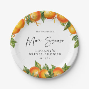 Modern Summer Oranges Citrus Bridal Shower  Paper Plate