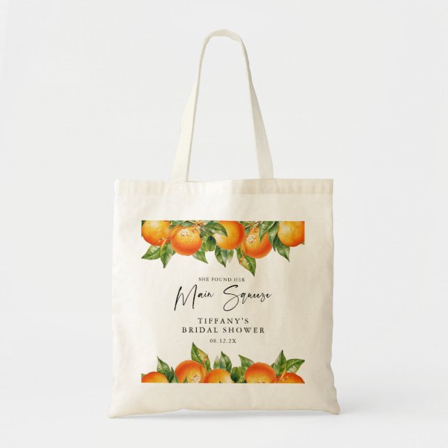 Modern Summer Oranges  Citrus Bridal Shower Tote Bag (Front)