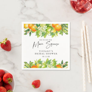 Modern Summer Oranges Lemon Citrus Bridal Shower Napkin