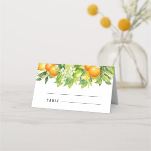 Modern Summer Oranges Lemon Citrus Bridal Shower Place Card