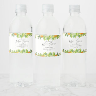 Modern Summer Oranges Lemon Citrus Bridal Shower Water Bottle Label