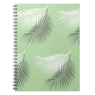modern summer palm tree leaf background sage green notebook