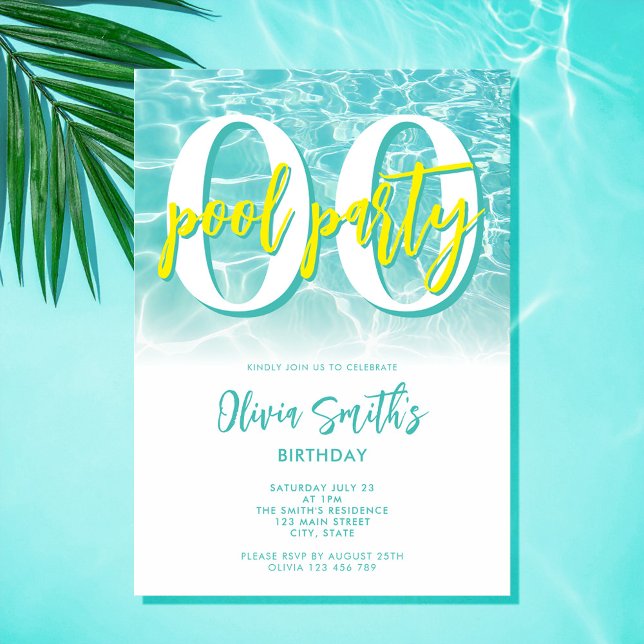 Modern Summer Pool Party Any Age Birthday Invitation (Creator Uploaded)
