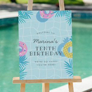 Modern Summer Pool Party Birthday Poster