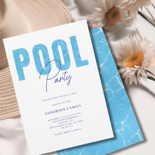 Modern Summer Pool Party  Invitation