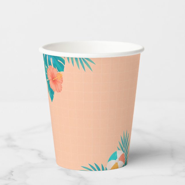 Modern Summer Pool Party Paper Cups (Front)