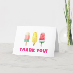 Modern Summer Popcicle Ice Cream Baby Shower  Thank You Card