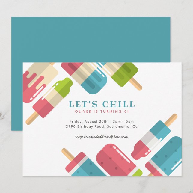 Modern Summer Popsicle Kids' Birthday Party Invitation (Front/Back)