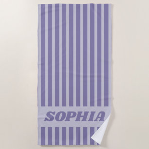 Modern Summer Purple Striped Personalised Beach Towel