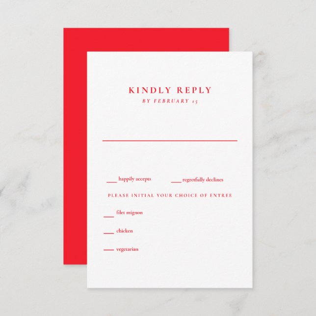 Modern Summer Red and White Wedding RSVP (Front/Back)