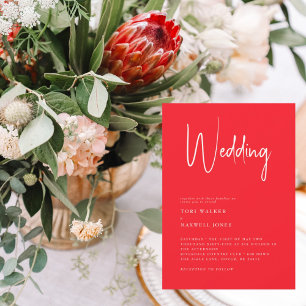 Modern Summer Red No Parents Wedding Invitation